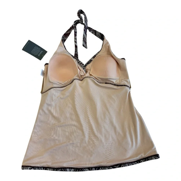 Garnet Hill Women’s Tankini Halter Top Swim Brown Beige Tan NWT - Picture 4 of 6